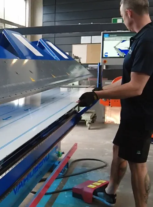 COLORBOND roof sheets stacked in the Roofing Depot factory